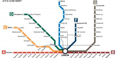 Mapa de Toronto trens Anar Trànsit