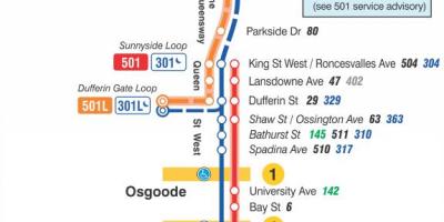 Mapa de tramvia de la línia 501 Reina