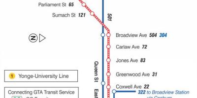 Mapa de tramvia de la línia 503 Kingston Carretera