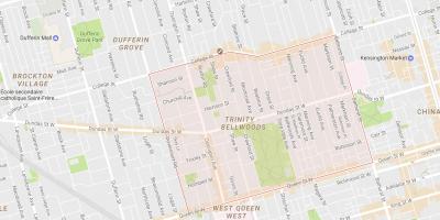 Mapa de la Trinitat–Bellwoods barri de Toronto