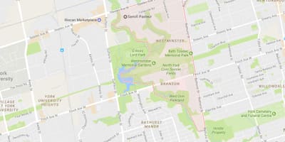 Mapa de Westminster–Branson barri de Toronto
